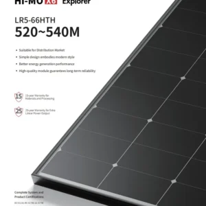 Longi Solar Panel Hi-MO X6 Explorer LR5-66HTH 520-540M